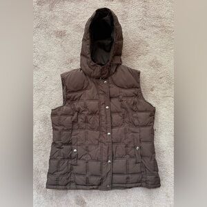 Gap Sleeveless Quilted Hooded Puffer Vest - Brown